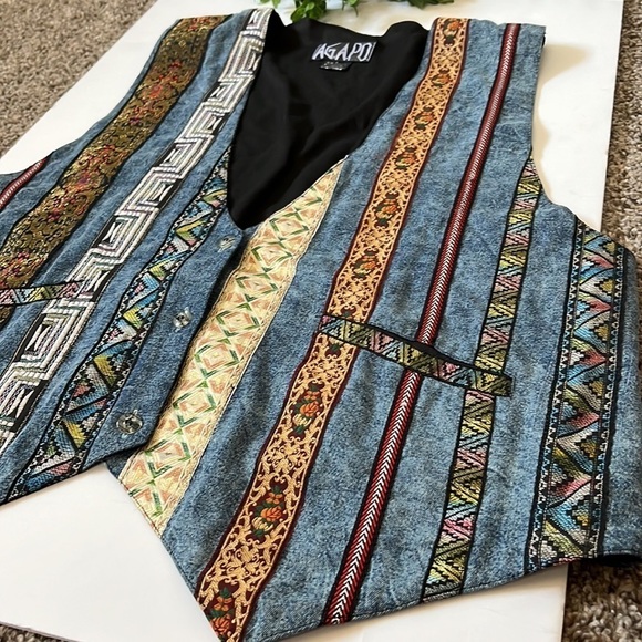 Vintage 90s Agapo Vest handmade Sz large - Picture 2 of 10